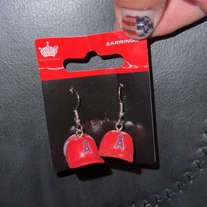 California Angels 3D Red Baseball Cap Earrings